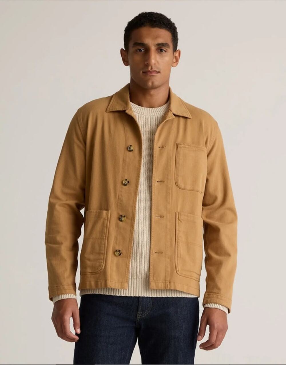 Quince Jacket Mens LG Barn Coat Chore Canvas Tank Khaki Utility Cotton Stretch